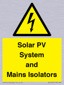 Solar PV System and Mains Isolators